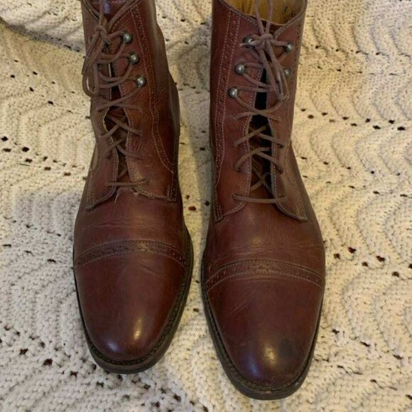 EUC Cole Haan Women's Brown Leather Lace-Up Ankle Boots size 10.5 - Picture 2 of 8